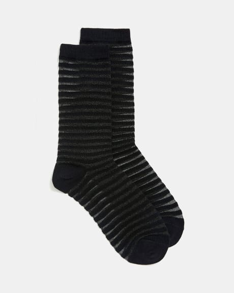 Sheer Socks with Black Stripes