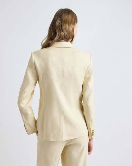 Fitted One-Button Linen-Blend Blazer