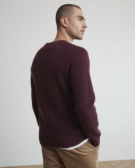Long-Sleeve Crew-Neck Waffled Sweater