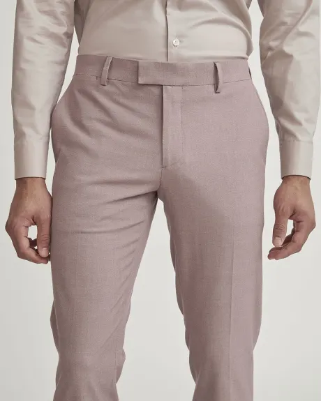 Pantalon de Complet Extensible Rose Cendré à Coupe Étroite
