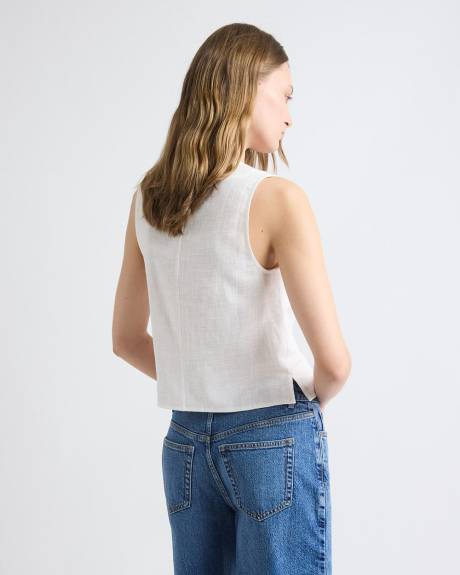 Solid Sleeveless Linen-Blend Blouse