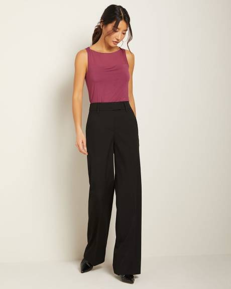 Mixed media boat-neck cami