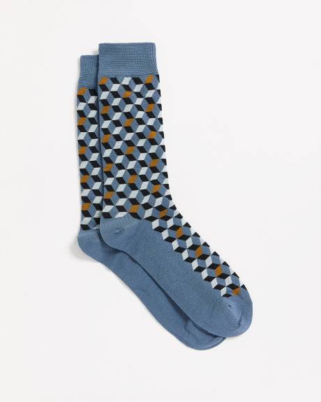 Socks with Square Geometric Pattern