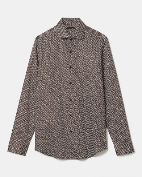 Slim-Fit Dress Shirt with Abstract Pattern