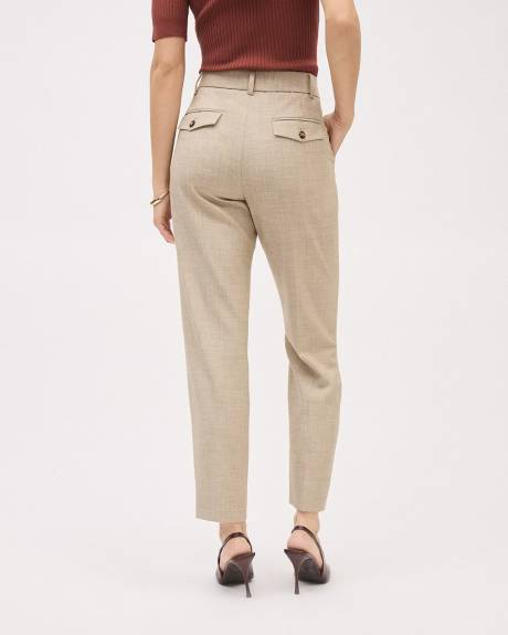 Pantalon Beige &agrave; Jambe Droite et Taille Haute