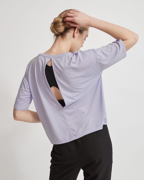 Crew-Neck Athleisure Tee with Open Back