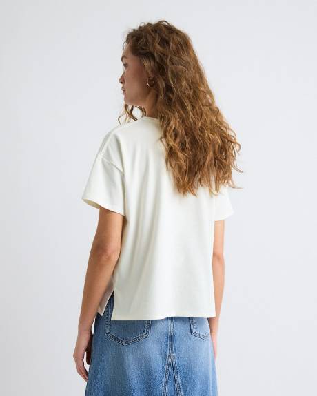 T-Shirt Ample &agrave; Manches Courtes et Col Rond