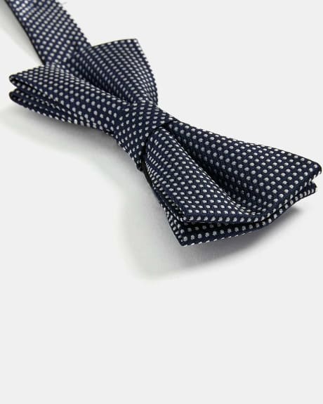 Classic Navy Geo-Patterned Silk Bow Tie