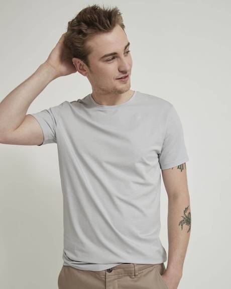 T-Shirt Uni &agrave; Col Rond en Coton Supima (R)