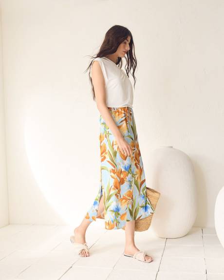 High-Rise A-Line Midi Skirt