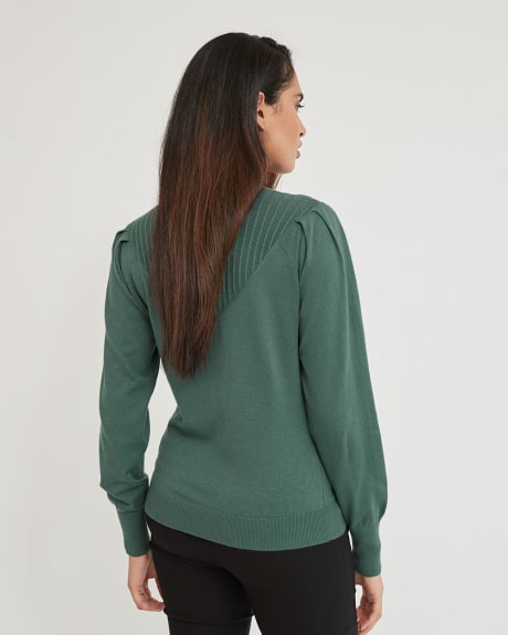 Mock Neck Sweater with Ribbed Cuffs