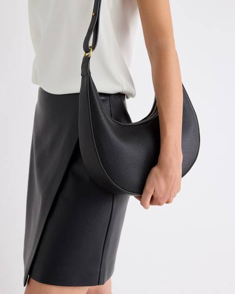 Faux Leather Crescent Cross-Body Bag