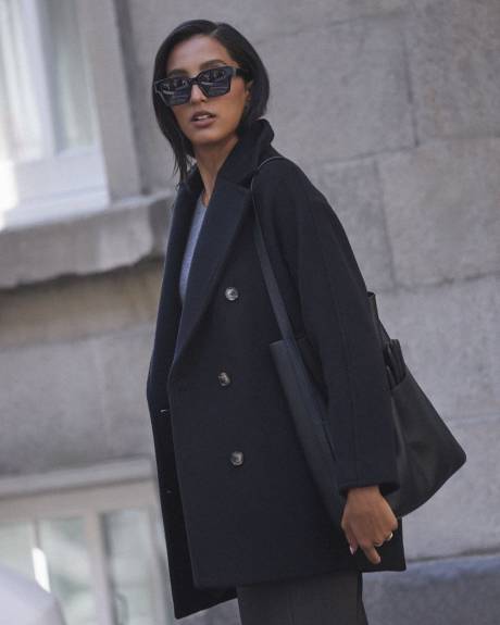 Melton Wool-Blend Double-Breasted Peacoat