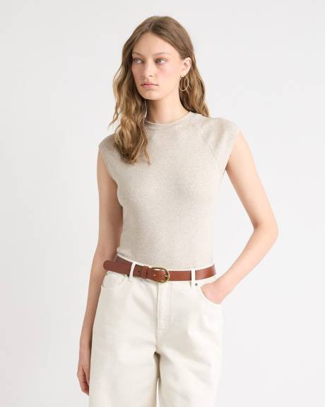 T-Shirt à Manches Très Courtes et Col Rond