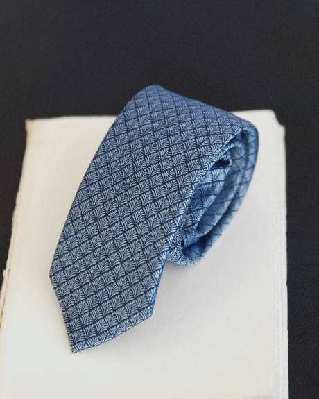 Cravate Régulière Bleue Texturée à Deux Tons