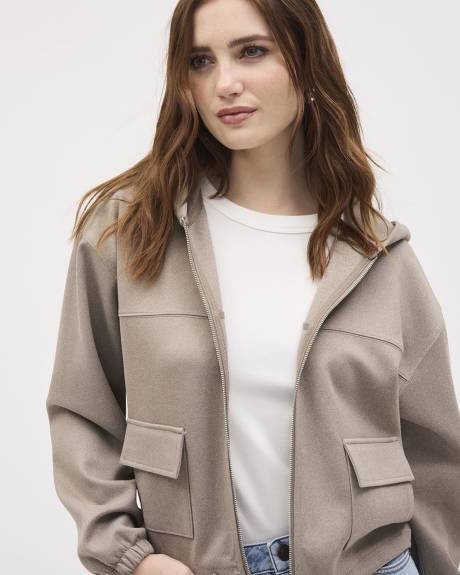 Long-Sleeve Hooded Polar-Fleece Cardigan