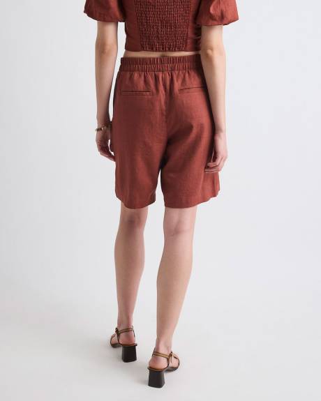 Linen High-Waisted Bermuda