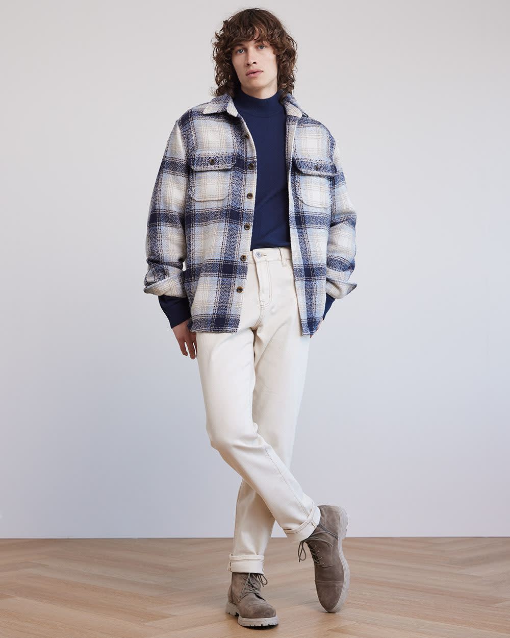 Plaid Blue and Cream Overshirt RW&CO.