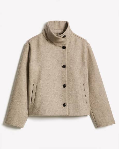 Wool-Blend Funnel-Neck Jacket