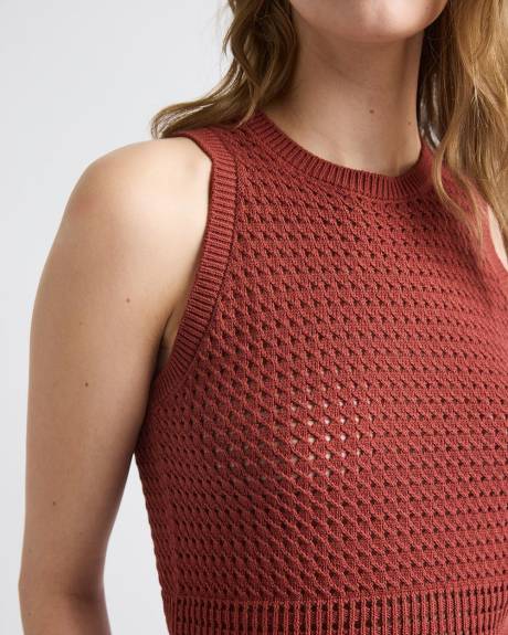 Pull Court Crocheté Sans Manches