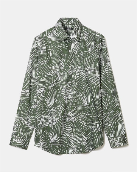 Slim Fit Shirt with Oversized Palm Leaves