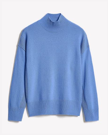 Pull Laine Mérinos à Manches Longues et Col Entonnoir