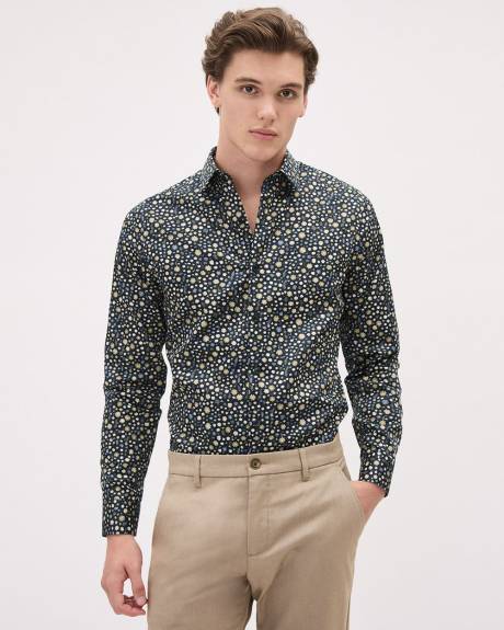 Chemise Habill&eacute;e &agrave; Coupe &Eacute;troite avec Motif Floral