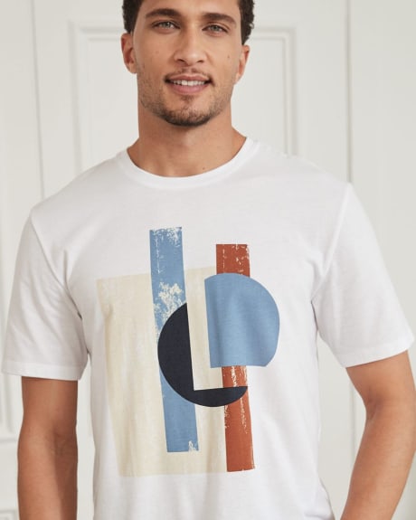 White Crew-Neck T-Shirt With Print