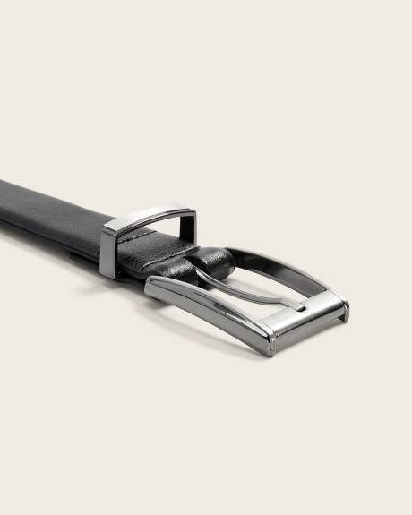 Ceinture en Cuir Noir Textur&eacute;