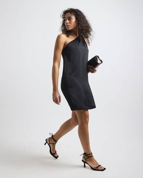 One-Shoulder Satin Mini Cocktail Dress