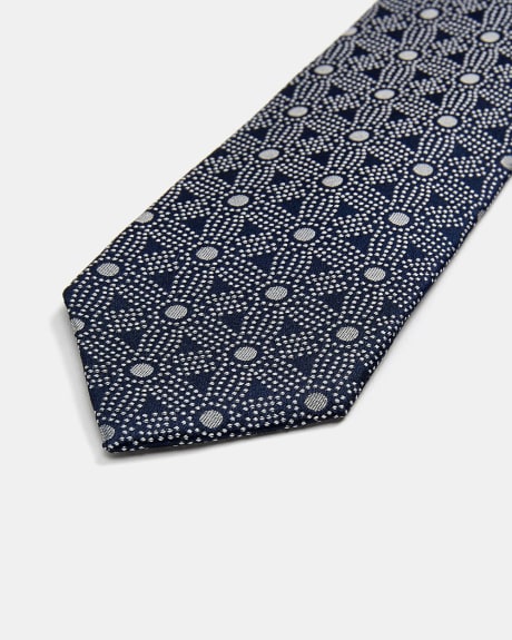 Regular Navy Tie with Bold Floral Pattern