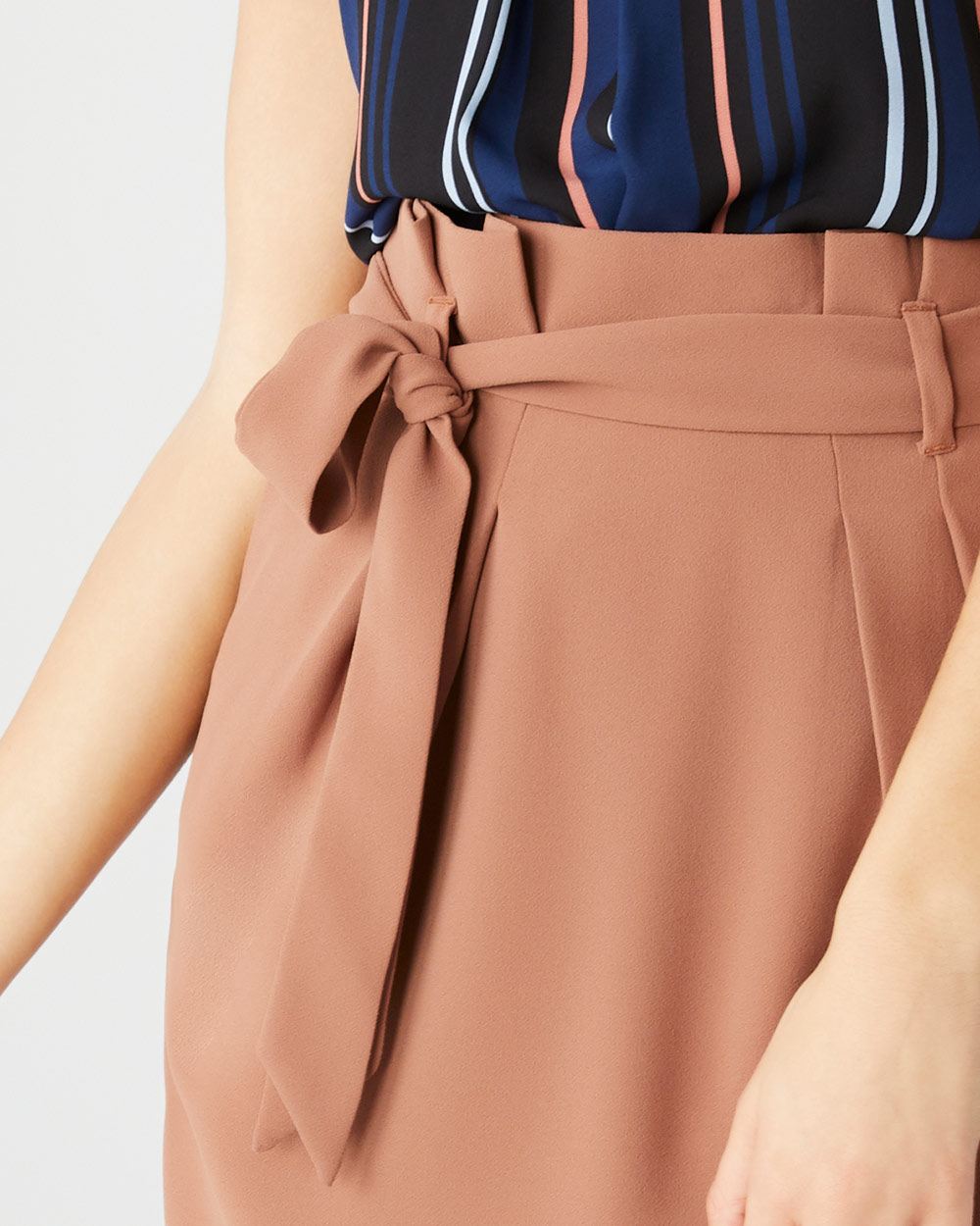 High-waist Paper bag skirt