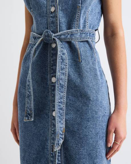 Robe Midi Sans Manches en Denim