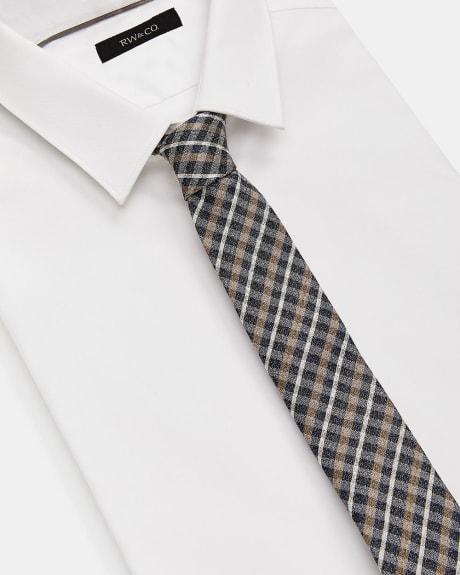 Cravate Étroite Bleue à Carreaux