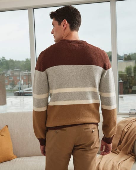Colour Block Striped Crew-Neck Sweater
