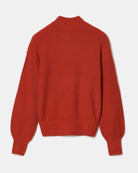 Ornamental Cable Stitch Mock-Neck Pullover Sweater