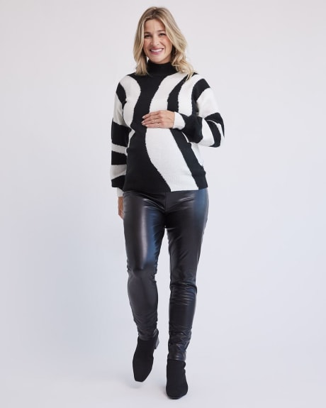 Black & White Mock-Neck Sweater - Thyme Maternity