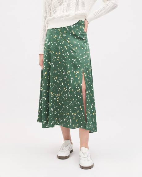 Satin High-Rise Flare Maxi Skirt