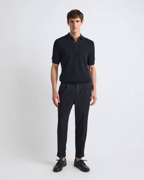 Pull Polo Texturé à Manches Courtes