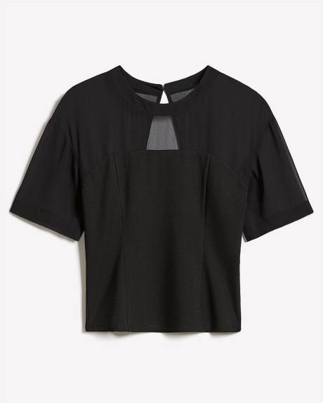 T-Shirt à Col Rond Et Manches Courtes avec Découpe au Dos