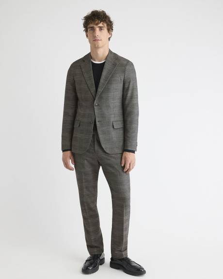 Slim-Fit Charcoal Checkered Suit Blazer