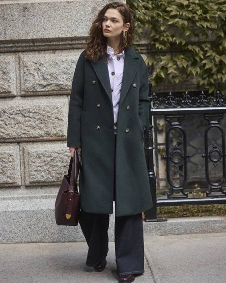 Wool-Blend Long Double-Breasted Coat
