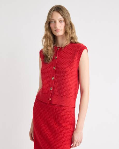 Short Sweater Vest with Pointelle Stitches