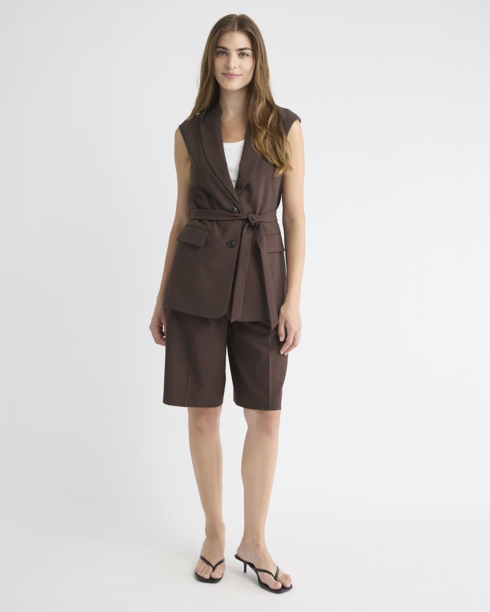 High-Rise Wide-Leg Long Bermuda