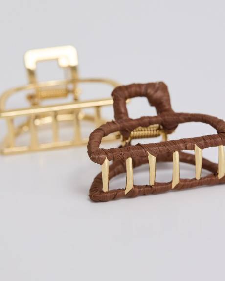 Metal and Raffia Hair Grippers - Set of 2