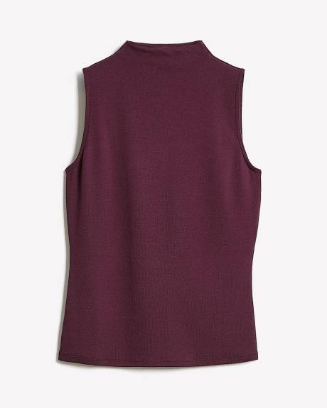 Haut Côtelé Ajusté Sans Manches à Col Montant en Tricot Luxueux