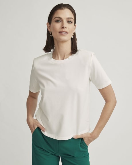 Relaxed Fit Crew-Neck T-Shirt with Shoulder Pads