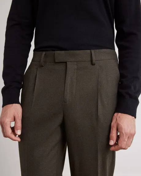 Dark Brown Pleated Tapered-Leg Suit Pant