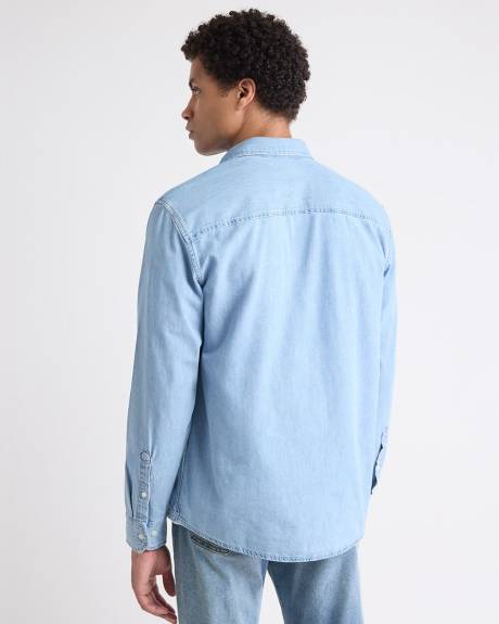 Chemise en Denim à Manches Longues avec Poche Poitrine
