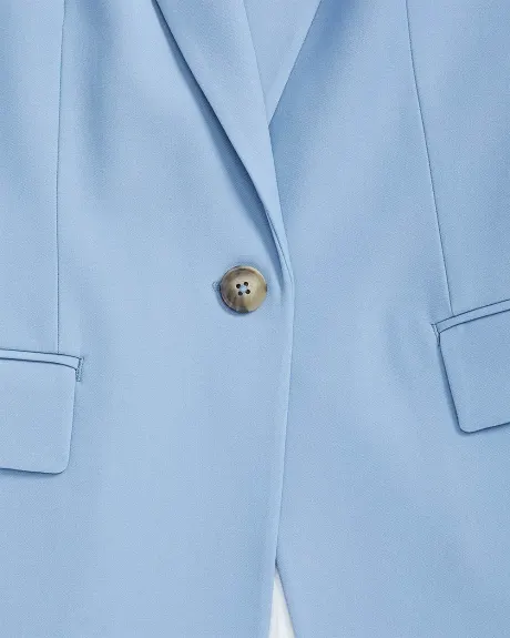 Chambray Blue Long One Button Blazer